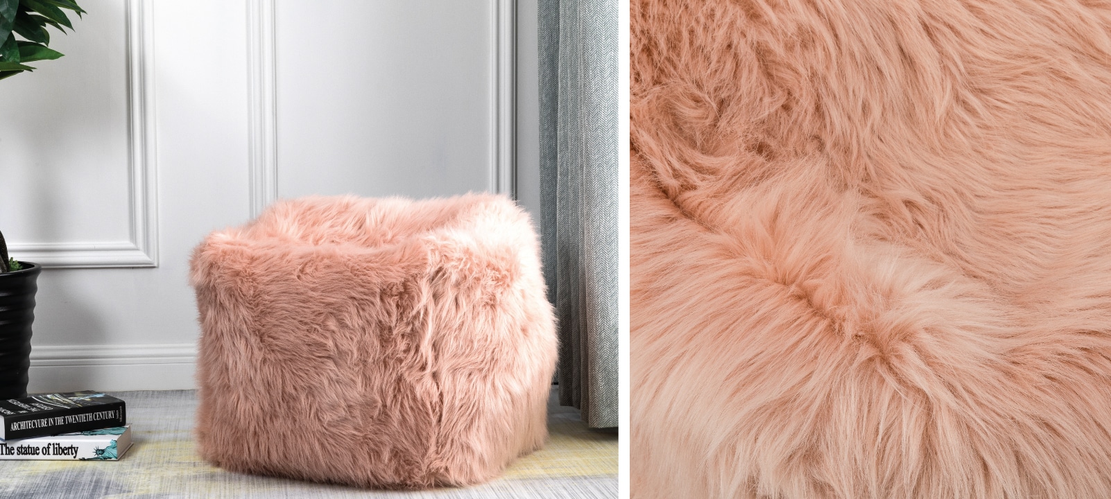 Blush Fur Pouf